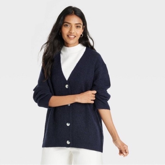 A New Day Women's Button Front Cardigan Navy XXL - Picture 1 of 3